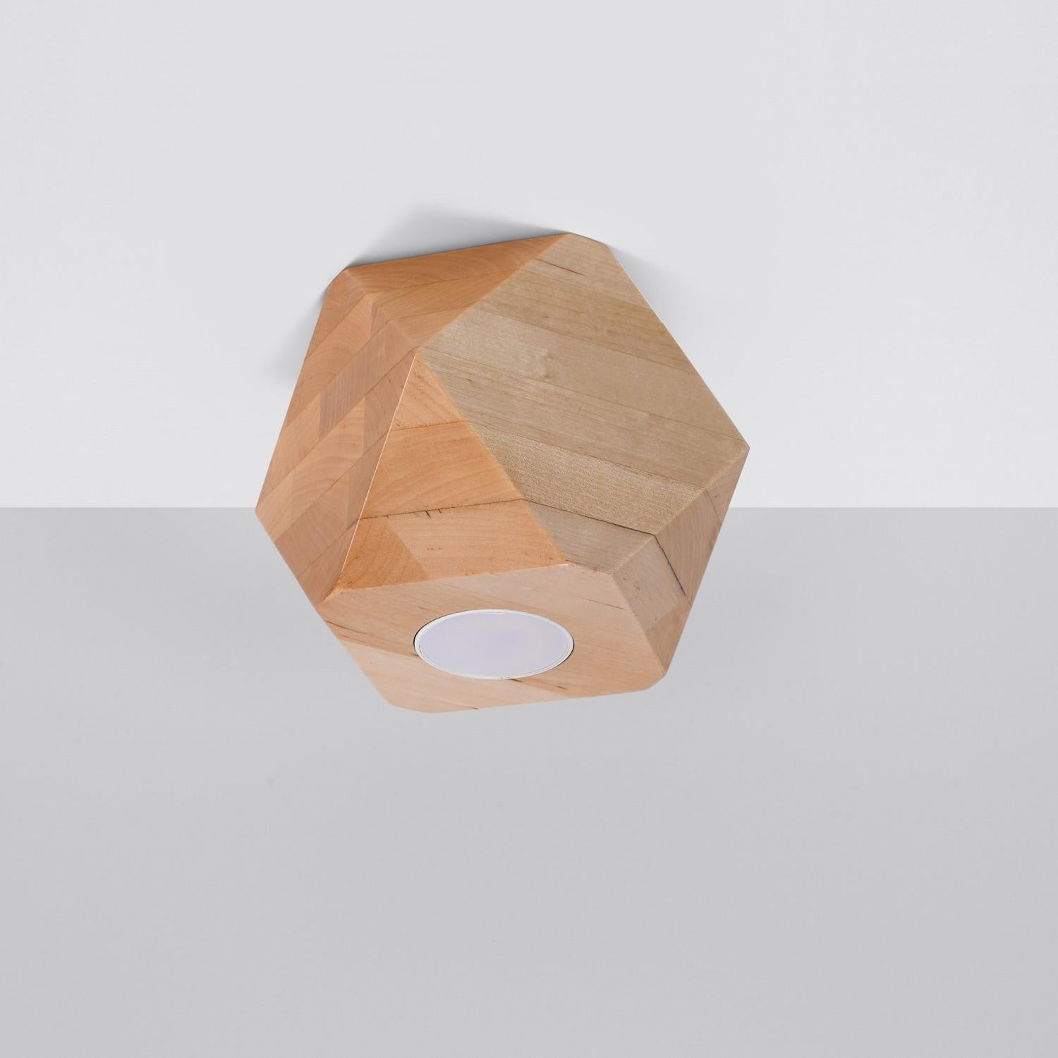 Reflektor sufitowy spot natynkowy Woody inny jasne drewno 1xGU10x40W wym: 12 x 12 cm metal Sollux Lighting