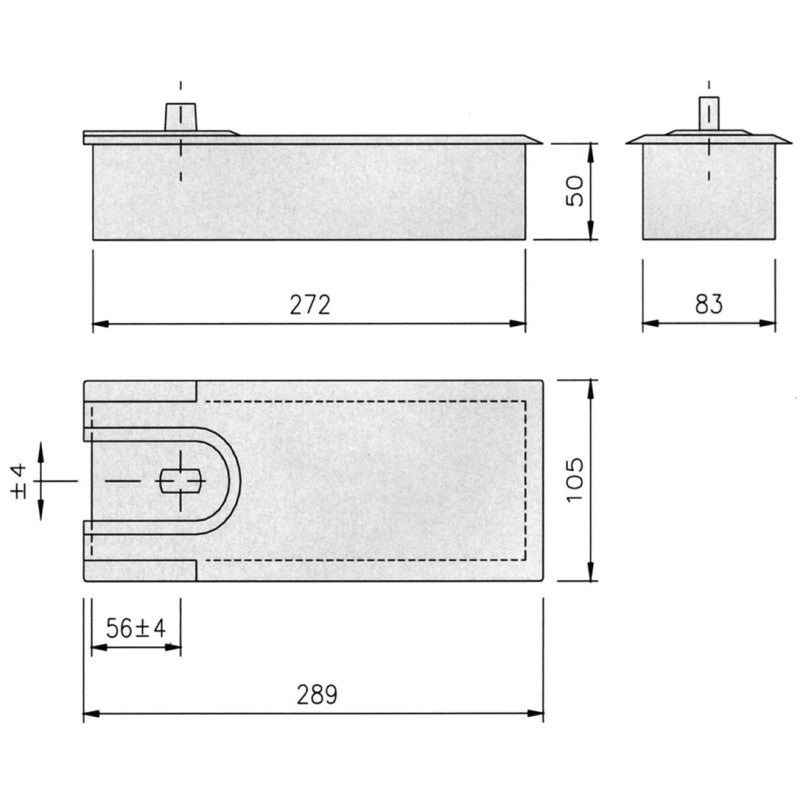 Pivot de sol série 8610TH axe rectangulaire arrêt à 105° MUSTAD 3050705592 - 3
