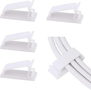 Lot De 50 Clips Gestion Câbles Autocollants – Organiseur De Fils Pour TV, PC, Bureau, Maison – Adhésif 3M, Noir, 45x18x14mm