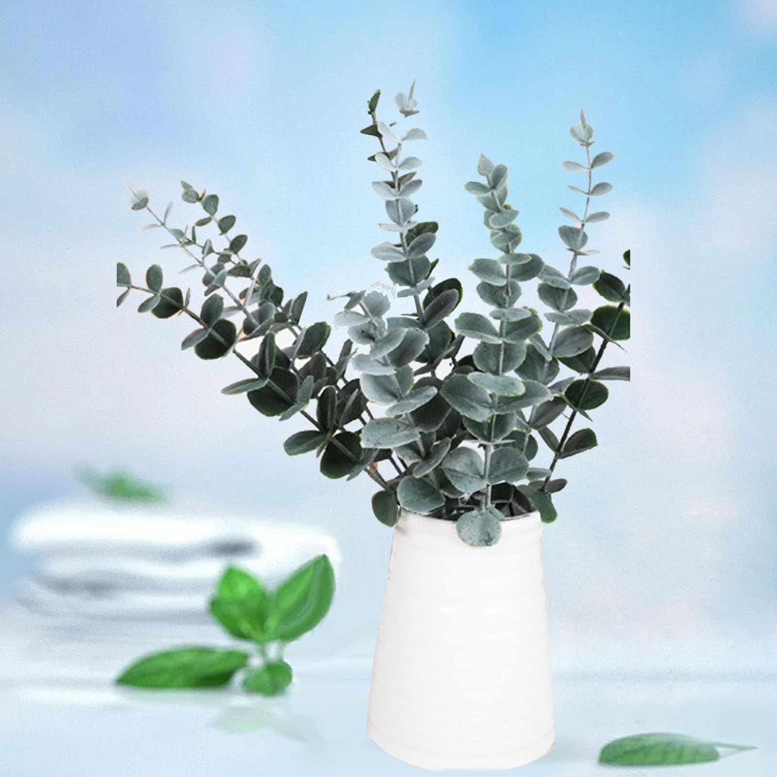 30 Branches D'eucalyptus Artificiel Vert - Longueur 38 Cm, Avec Fil De Fer, Pour Décoration Mariage, Table, Vase, Bouquet DIY