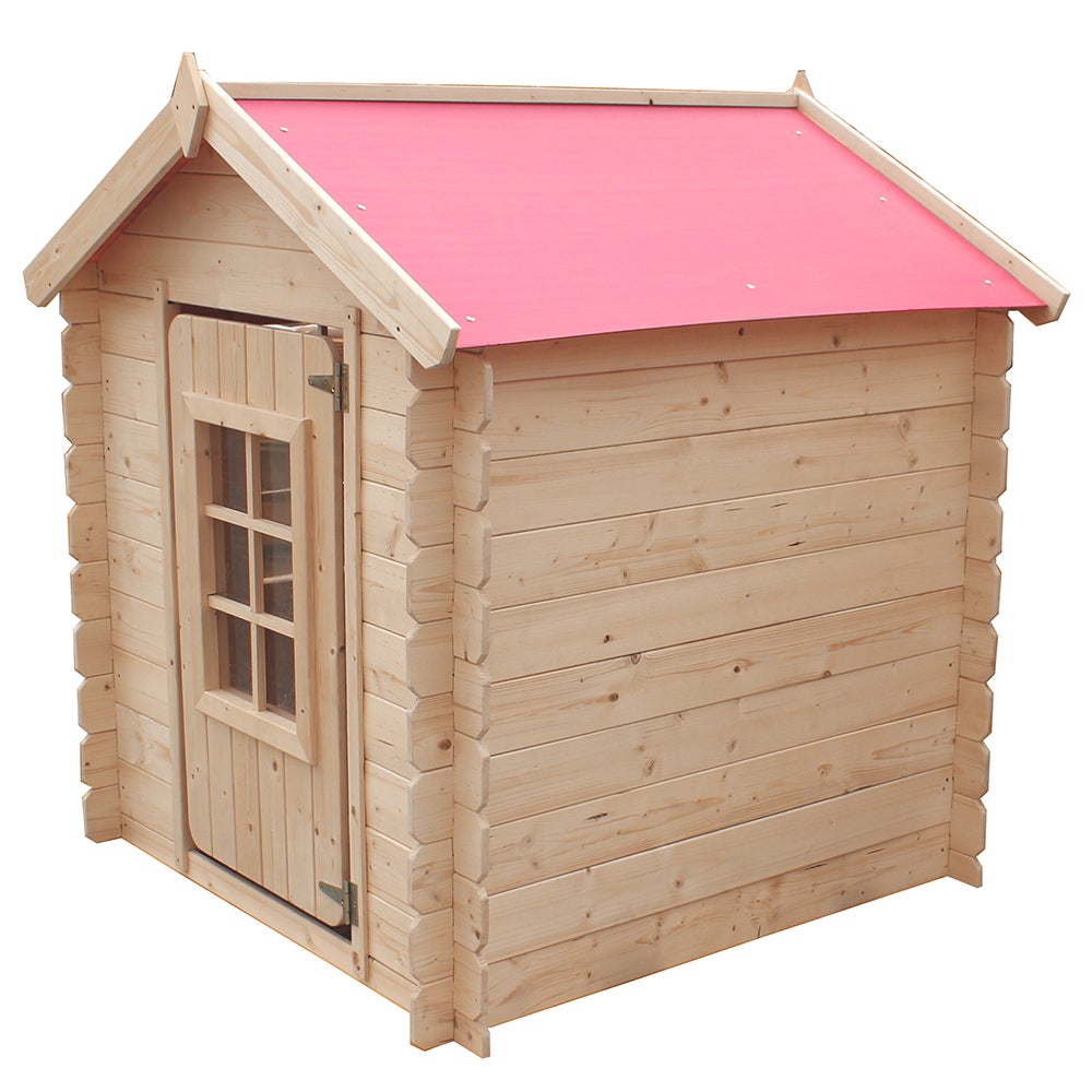 Maison en bois pour enfants -Toit rouge- Maison de jeux pour l'extérieur 111x113xH121cm/0.9 m2 - Timbela M570R-1 - 3