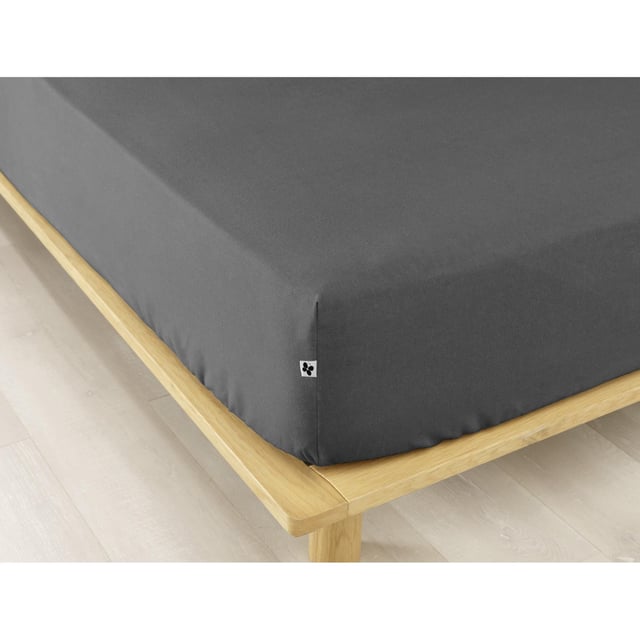 Drap housse flanelle chaude 140 x 190 cm Bonnet 30 cm Candice Anthracite
