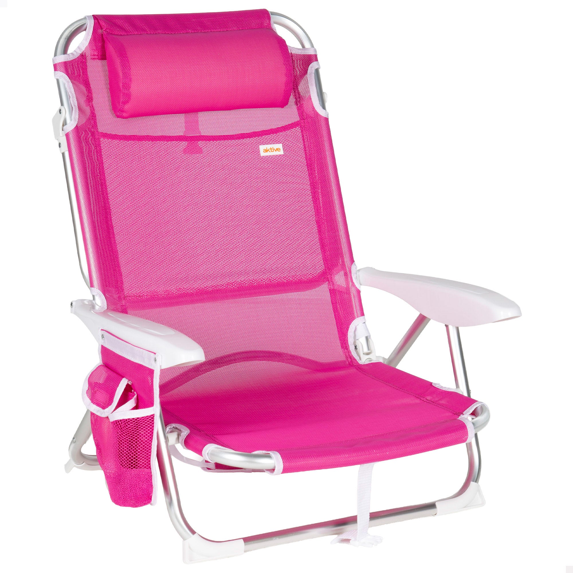 Aktive silla de playa baja plegable y multiposición 51x45x76 cm fucsia