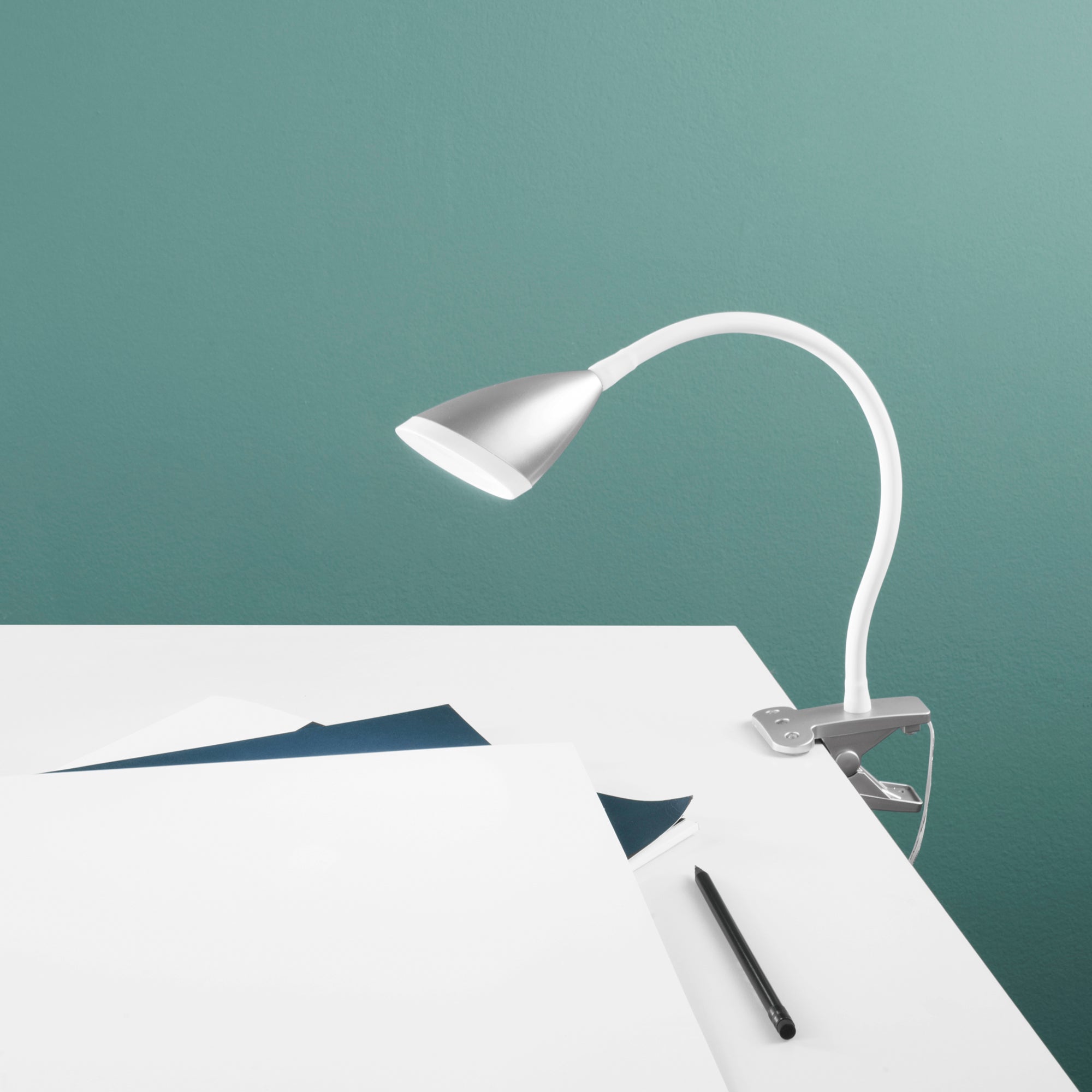 Lampe de lecture LED HEGEL orientable argent avec pince, 4000K (lumière naturelle) - 3
