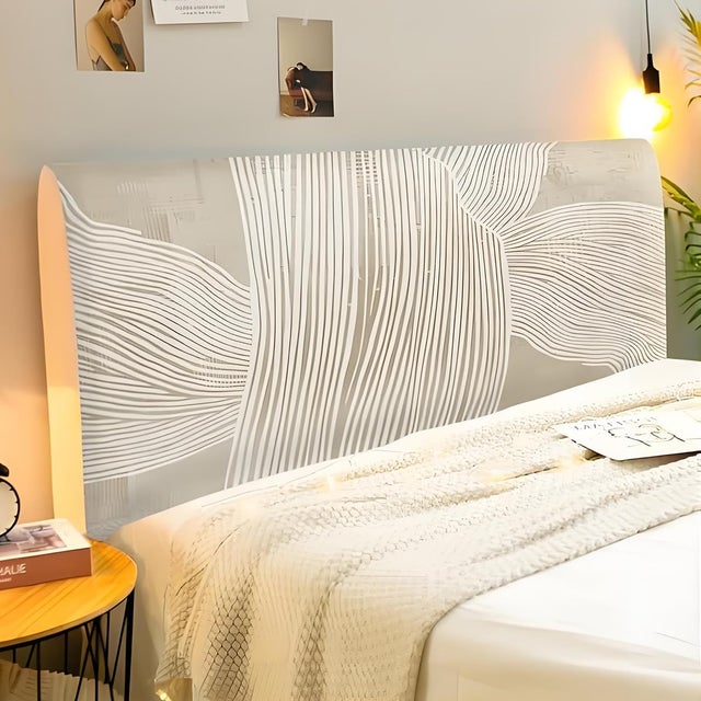 Housse de Tete de Lit 160 cm, Housse Tete de Lit Extensible, Beige Moderne Housse de Protection Tête de Lit Déhoussable et Lavable, Anti-poussière 150