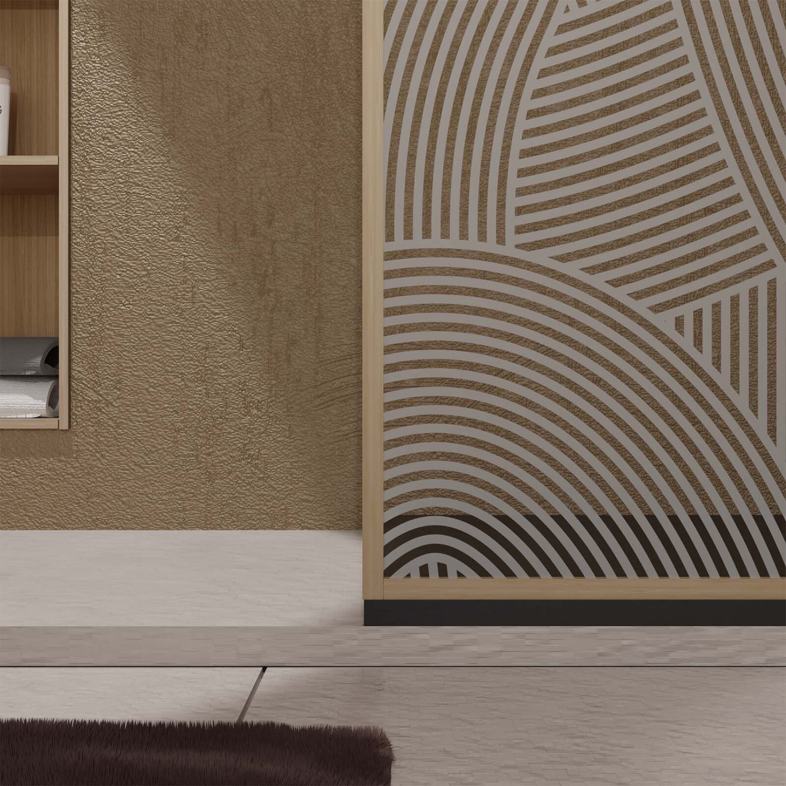 Paroi de douche 120 x 200 HINATA style Japandi courbes douces - Cadre effet Bois - Verre 6mm - 6