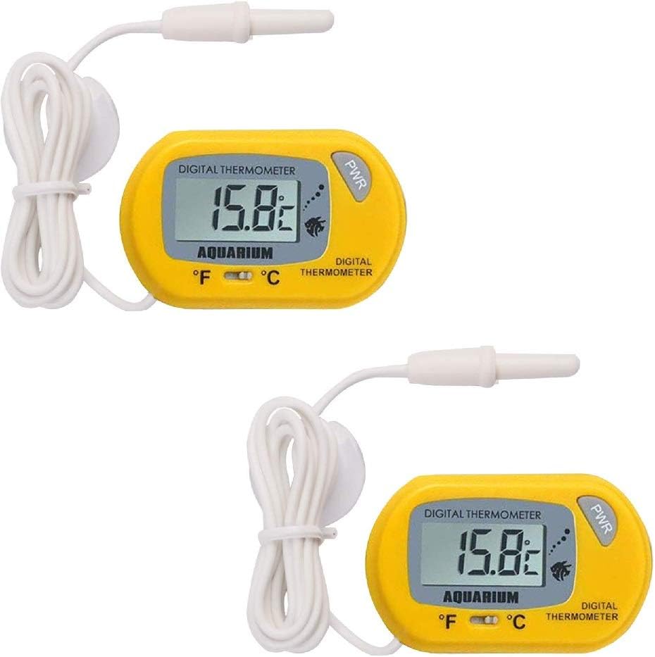 Zestaw 2 termometrów cyfrowych LCD do akwarium/terrarium - żółty