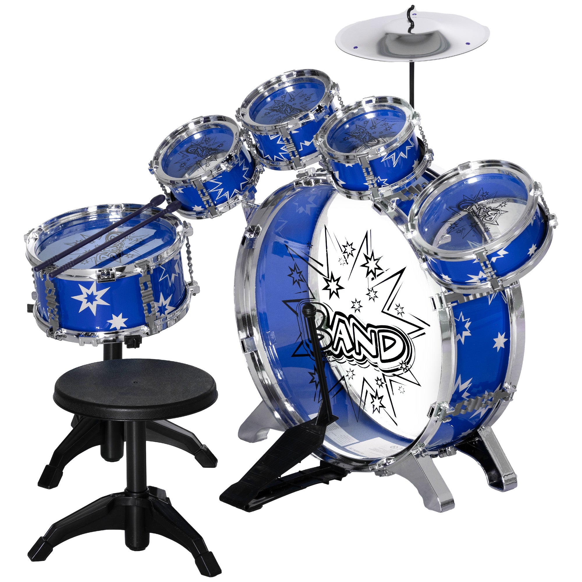 Batteria Giocattolo Per Bambini 21 Pollici Beaupretty Con Sgabello – Set Musicale Educativo 3-7 Anni