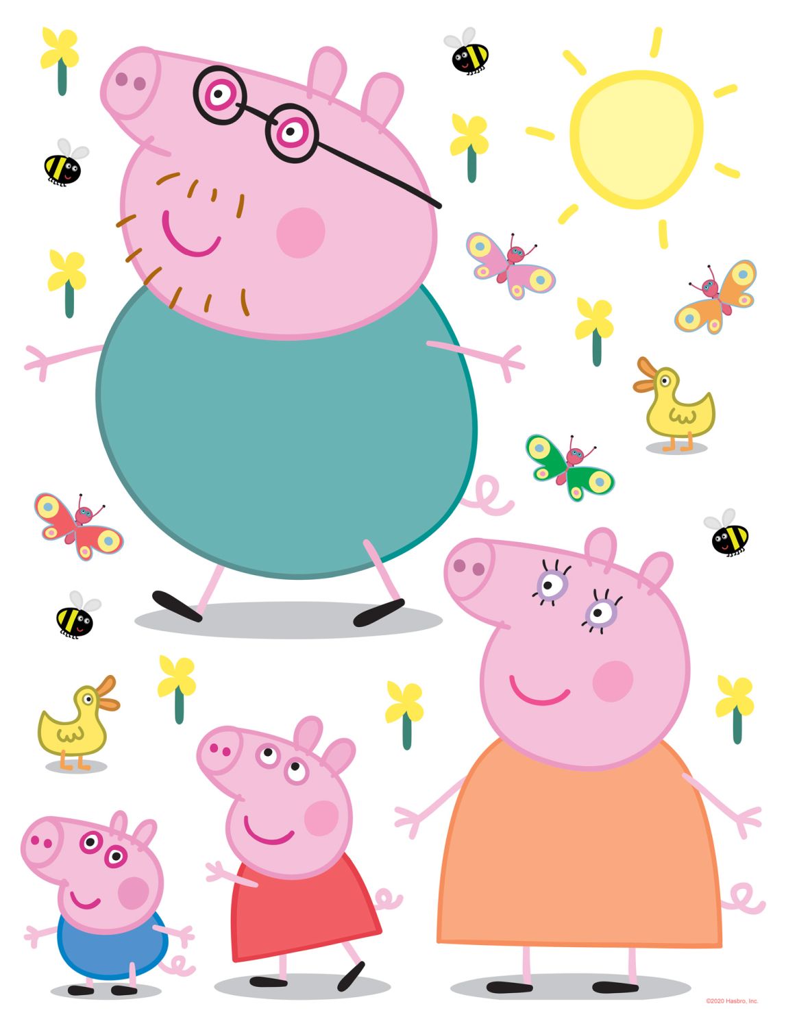 Naklejka na ścianę świnka Peppa wielokolorowym - 85 x 65 cm - SANDERS &amp; SANDERS