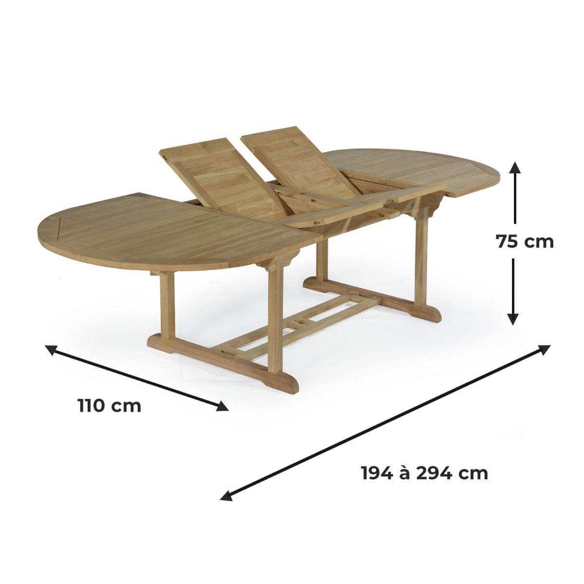 Tavolo ovale allungabile in teak massiccio Florence 194/294 x 110 cm - 7