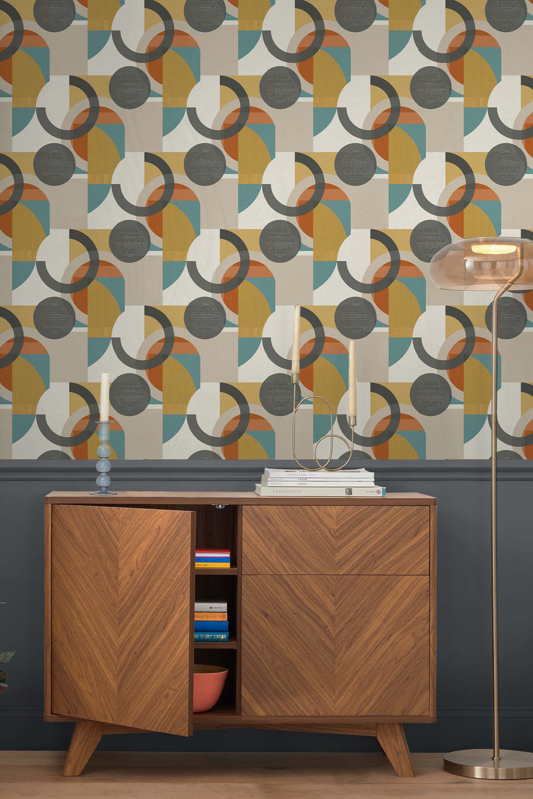 Next Tapeta filzelinowa RETRO SHAPES GEO 10 m x 52 cm