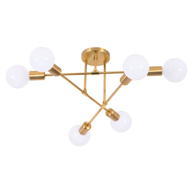 Lampa sufitowa wisząca 6x E27 Złota GLAMOUR ozdobna dekoracyjna 6 punktów światła metalowa designerska - LEDHOFF