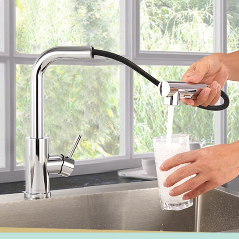 LOVHAUS Wyciągana Bateria Kuchenna, Bateria Kuchenna z 2 Trybami Pracy, Obrotowa Bateria Zlewozmywakowa 360°, Bateria Kuchenna