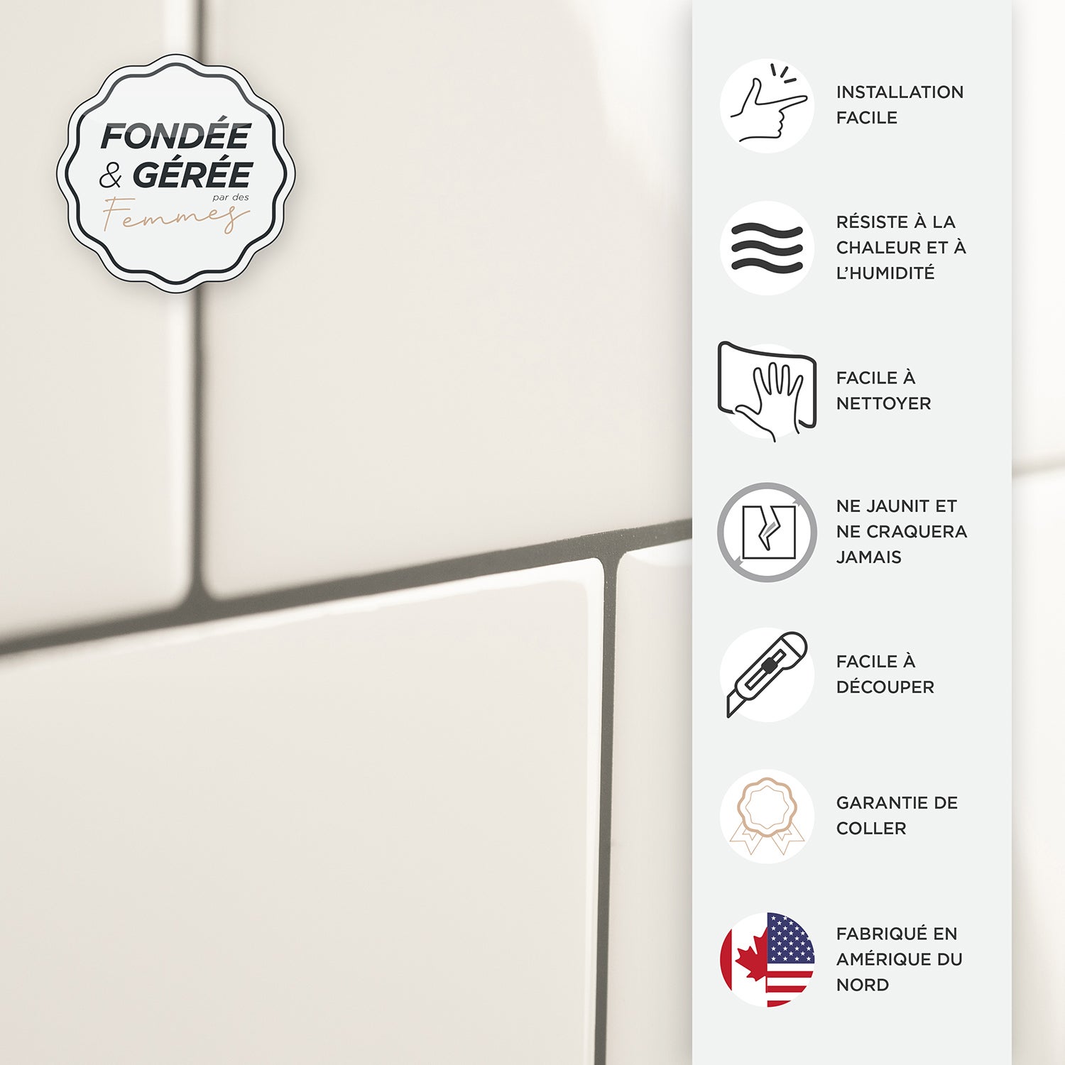 Smart Tiles 2 credenze adesive XL - Quadrato Velden White - Effetto ceramica - 56,62 cm x 20,9 cm - 4