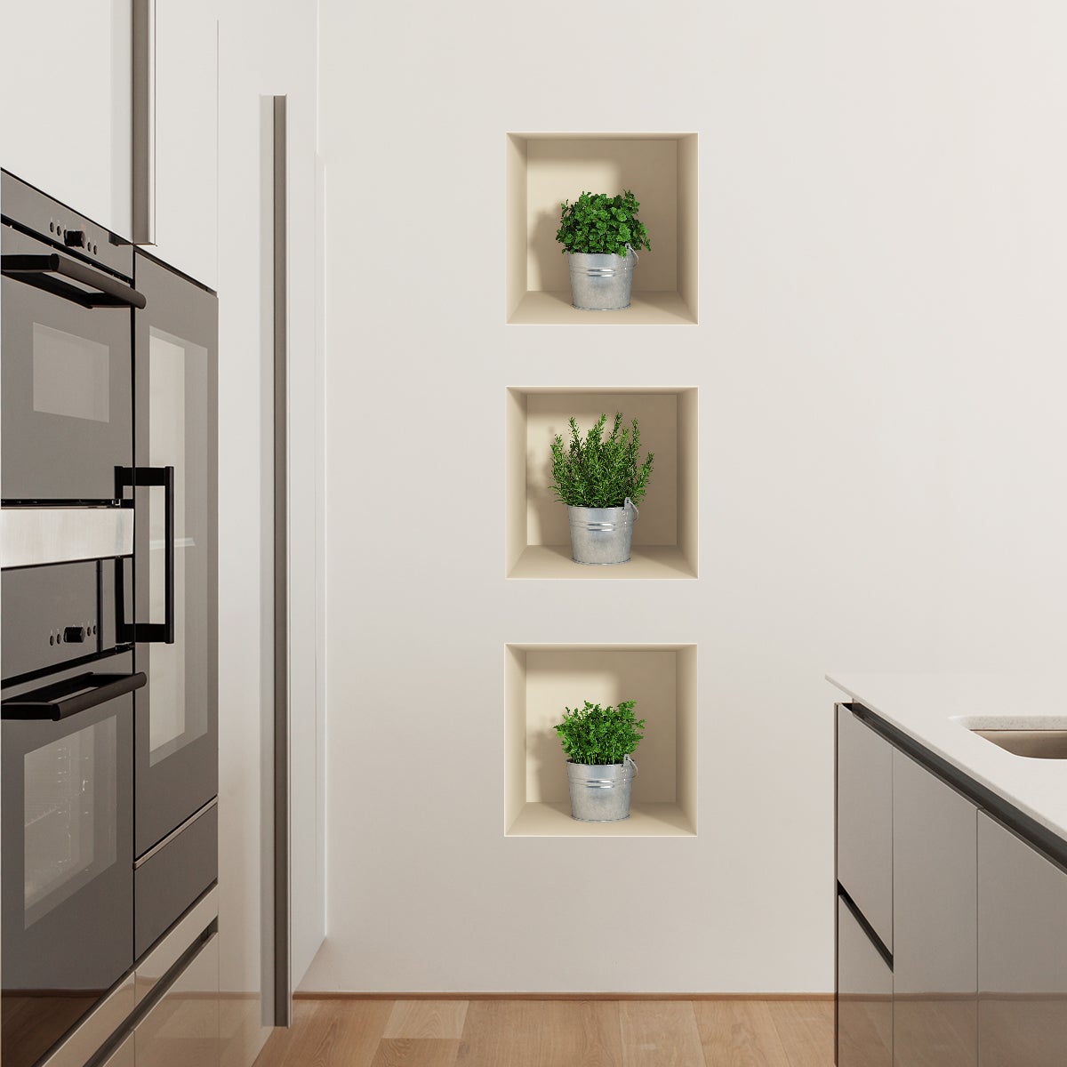 Pegatina de efecto 3d herbs - adhesivo de pared - revestimiento sticker mural decorativo - 30x90cm