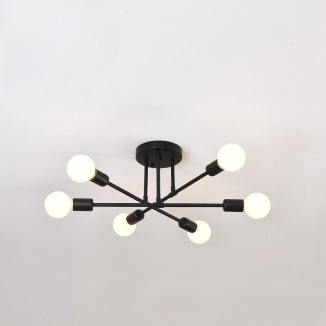 Minimalistyczna czarna lampa sufitowa z kutego żelaza do sypialni, 70 cm, E27 – nowoczesna oprawa oświetleniowa, delikatne światło, trwałość