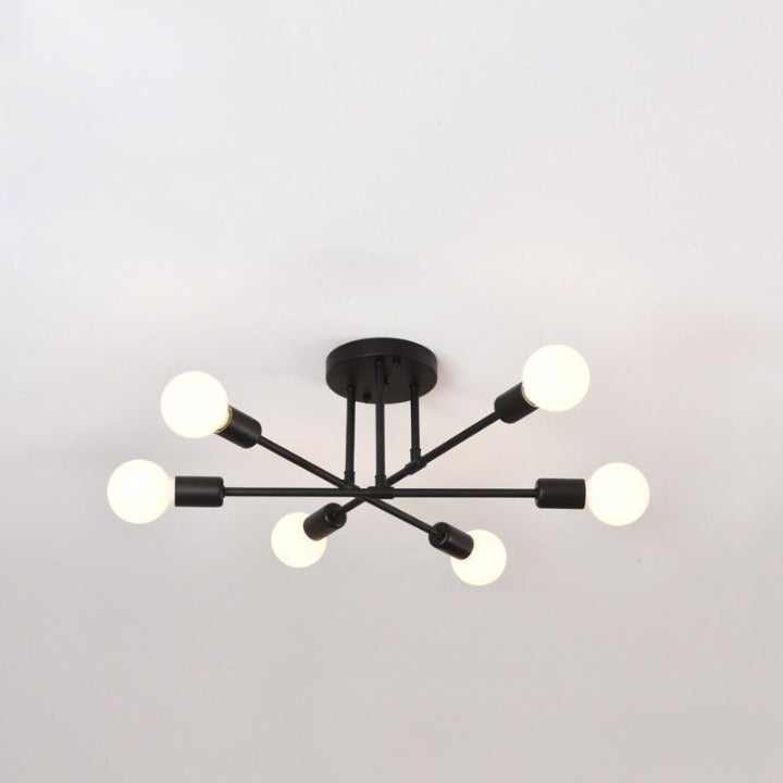 Minimalistyczna czarna lampa sufitowa z kutego żelaza do sypialni, 70 cm, E27 – nowoczesna oprawa oświetleniowa, delikatne światło, trwałość