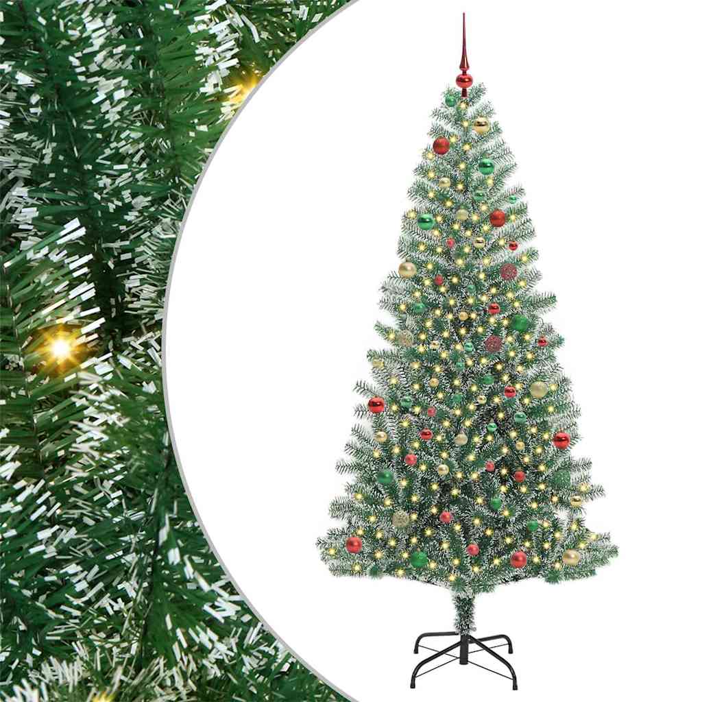 Black Box Trees Charlton - albero di natale artificiale slim con neve e illuminazione verde 2,6m x 63cm