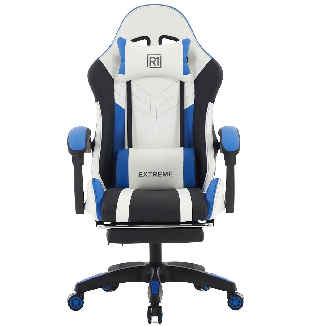 Fotel Gamingowy z podnóżkiem R1 Blue