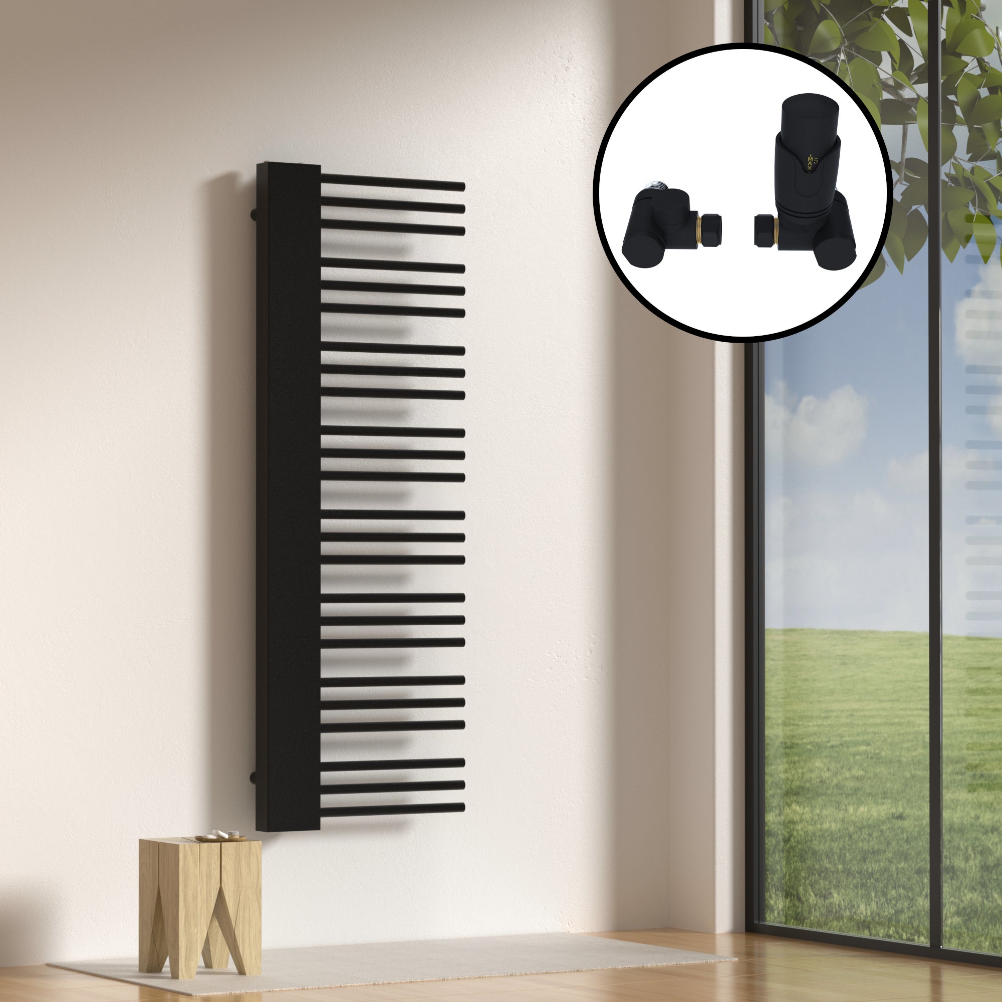 neu.haus] Radiateur Sèche-Serviettes Chauffage à Lames Plates pour Salle de Bain Porte-Serviettes Mural Chauffant à l'eau Chaude 720 W Acier 160 x 40 cm Blanc