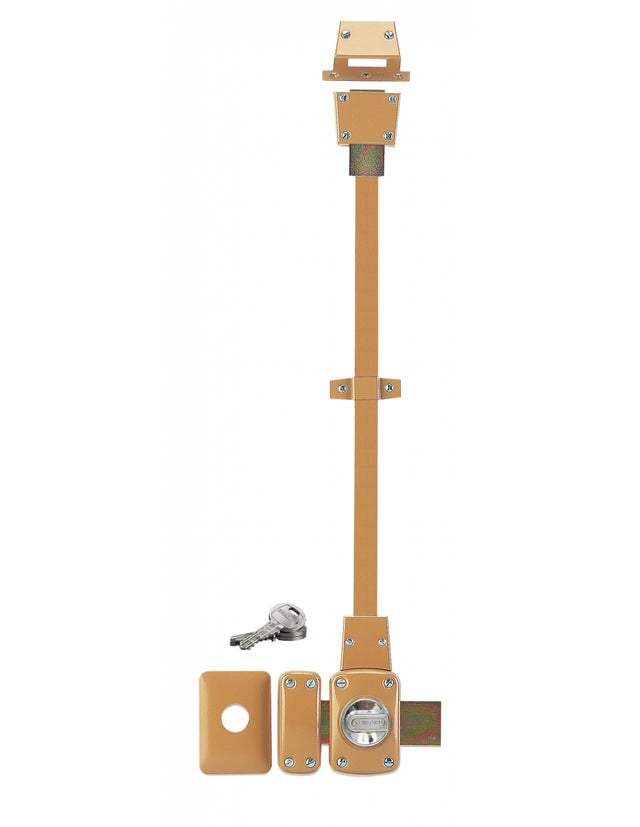 Verrou à bouton Mirage 6 pour porte d'entrée, cylindre 45mm, tringle 2 pts en acier, haut, gauche, 3 clés, bronze - THIRARD