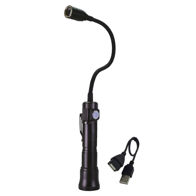 Lampe d'inspection LED rechargeable USB 3W, 165 lumens, IP44, 7000K blanc-froid, aimanté, intensité variable - Tibelec