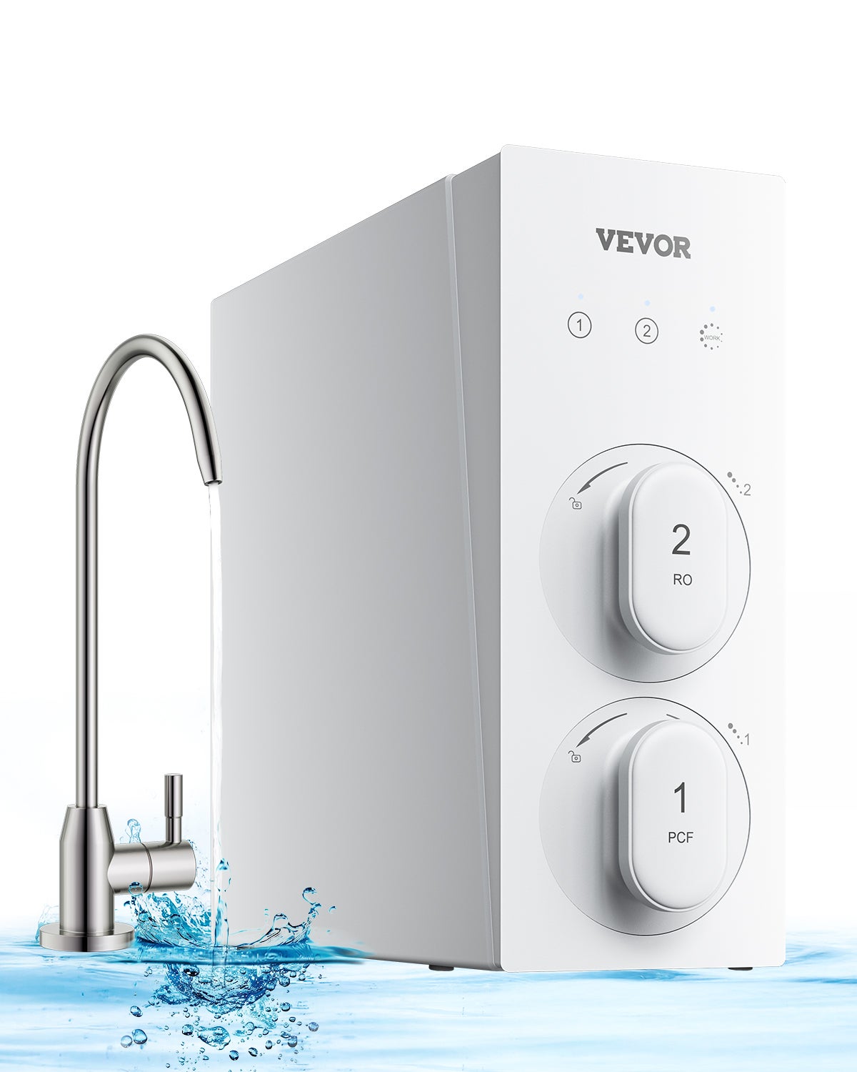 Vevor  Sistema Filtración Ósmosis Inversa 8 Etapas Sin Tanque,400 Gpd,Certificado Nsf,2:1 Purificado,Reduce Tds,Plomo,Cloro,Mal Sabor, Blanco , Leroy Merlin