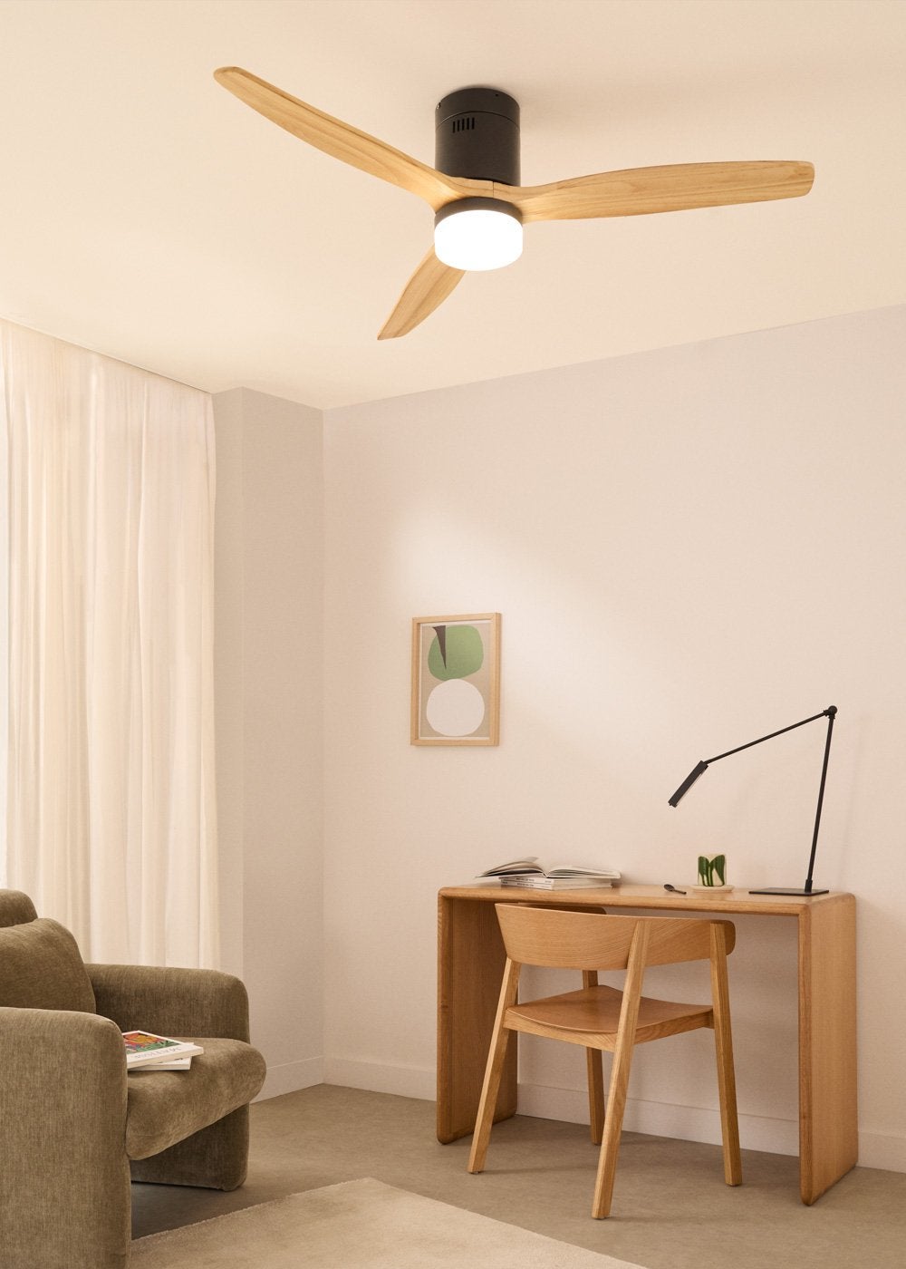 WIND CALM NATURAL WOOD M - Ventoinha de teto 40W silencioso 100% madeira - Com luz - sem wifi - 2