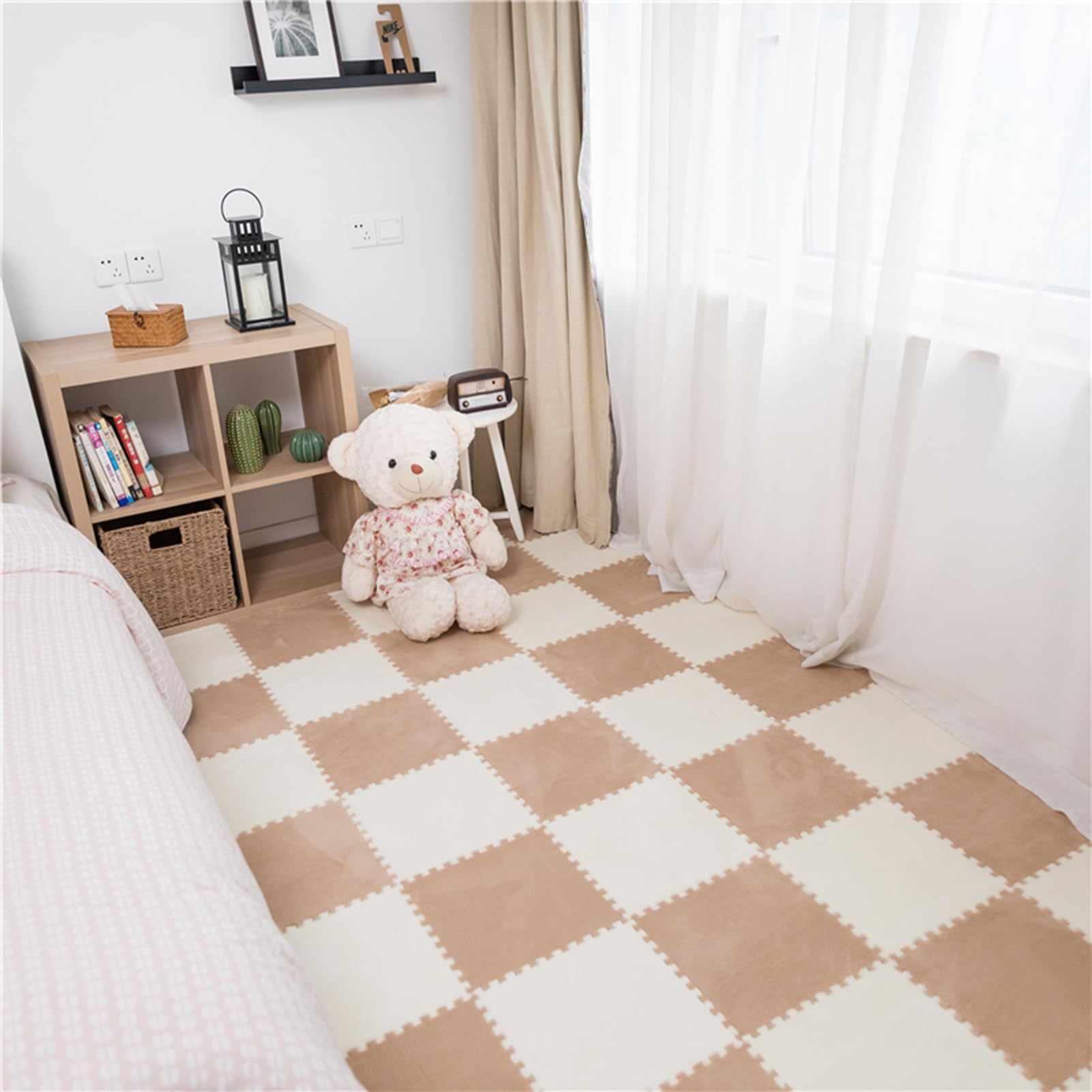 Tapis en mousse souple à poils longs, 12 pièces, tapis de protection antidérapant, carrelage de sol, tapis de jeu d'exercice, décoration de chambre - 3