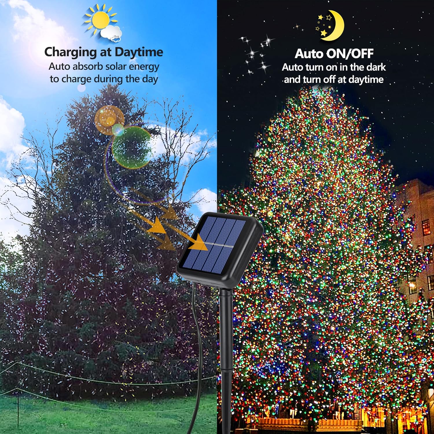 Guirlande Solaire Extérieure 42m - 400 LED, 19 Modes | Étanche IP65, Auto-allumage, Pour Balcon, Jardin, Sapin De Noël - 12