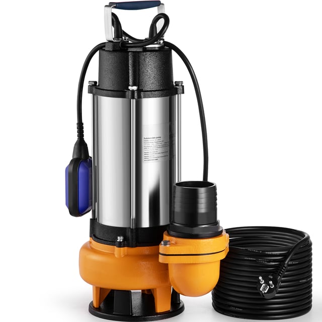 Pompe à eau submersible SucceBuy 2200 W, 60 000 L/h, acier inoxydable avec interrupteur à flotteur automatique et cordon 10 m, pour eau claire ou sale