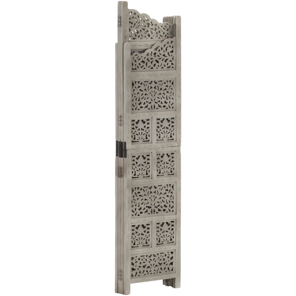 vidaXL Divisorio con 5 Pannelli Separè Speratore Paravento Richiudibile Mobili Arredamento Grigio 200x165 cm Legno Massello di Mango