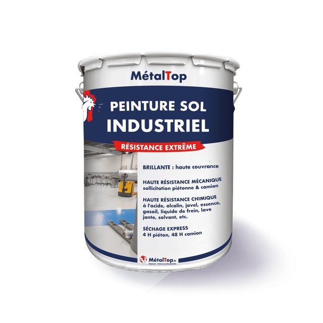 Peinture Sol Industriel - Blanc pur - RAL 9010 - 1 L - Métaltop