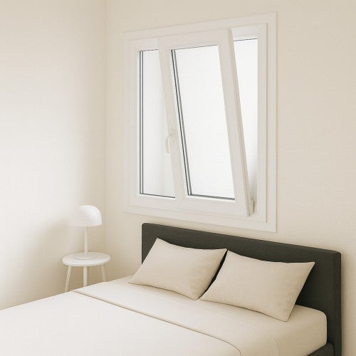 Fenêtre PVC 2 vantaux H 135 x L 120 cm OB pour pose en neuf avec poignée - 2