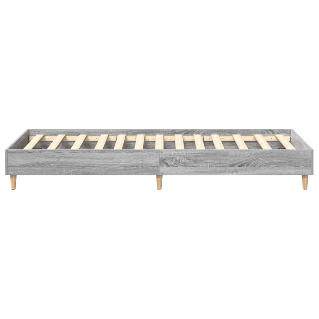 Cadre de lit gris en panneau de bois pour la chambre, 203 × 93 × 25 cm - 6