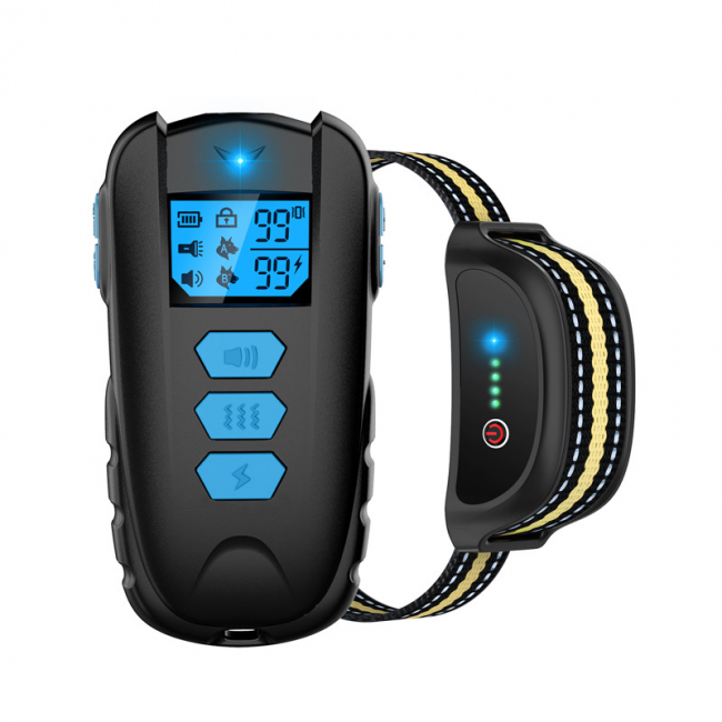 Collar para perros, resistente al agua IPX7, con tres funciones: zumbador, vibración y descarga eléctrica, ajustable de 0 a 99 niveles. - 5