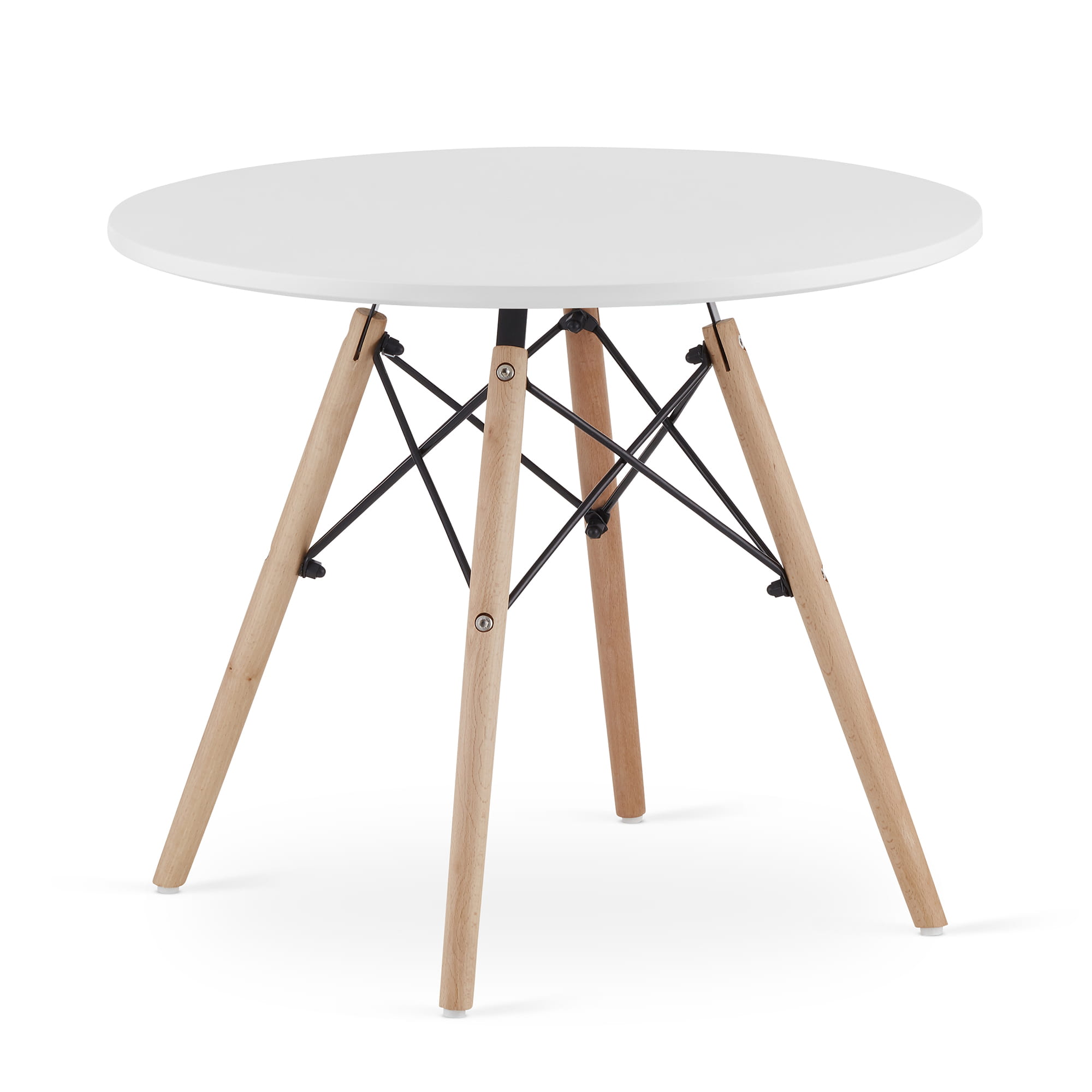 Stolik kawowy Songmics okrągły 60cm biały 49cm wys. bukowe nogi