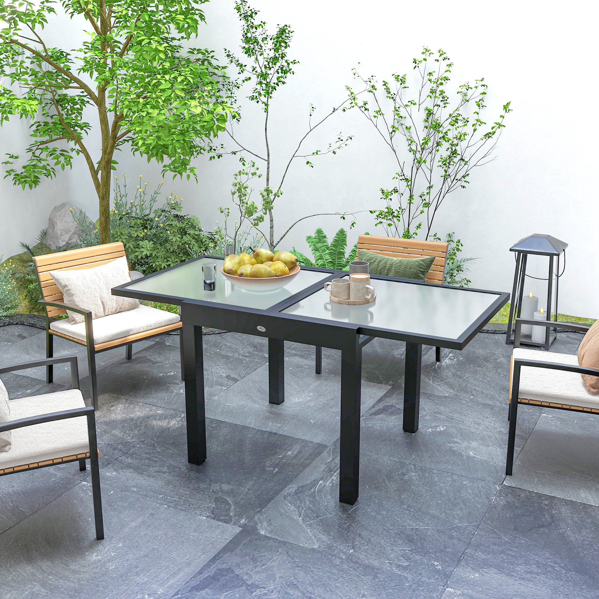 Table de jardin extensible rectangulaire en Aluminium Gris 6 places - 8