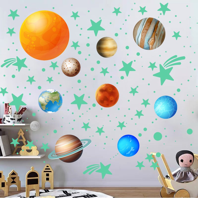 Autocollants Lumineux Planètes Étoiles Lumineuses Système Solaire Planètes Fluorescent Stickers Muraux Décoration de Plafond Autocollants pour Chambre - 5