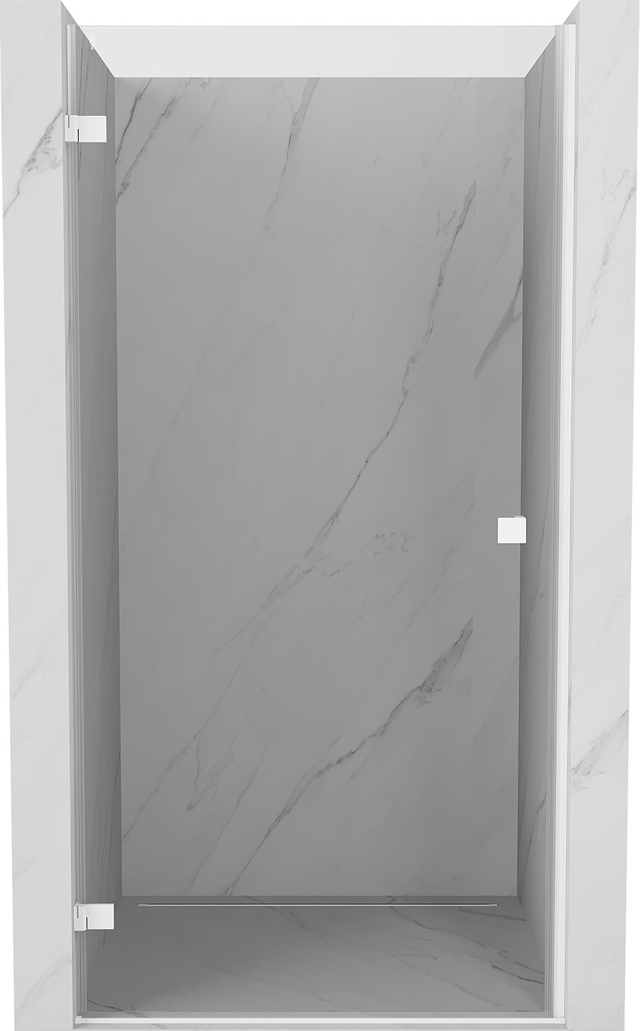 Mexen Lunar-B drzwi prysznicowe uchylne lewe 85 cm, transparent, białe - 832-085-000-20-00-L