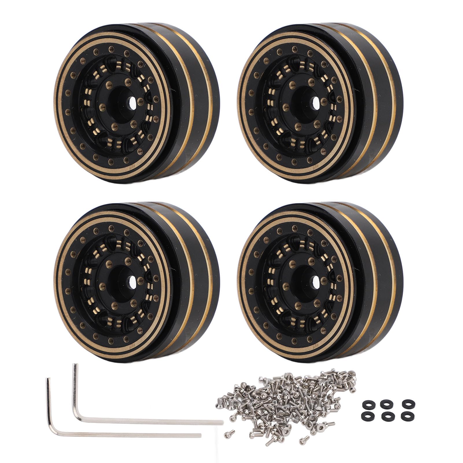 Jantes Beadlock INJORA 2.2 Super Lourdes Laiton Aluminium 224g Pour Crawler RC 1/10 - Déport -10mm