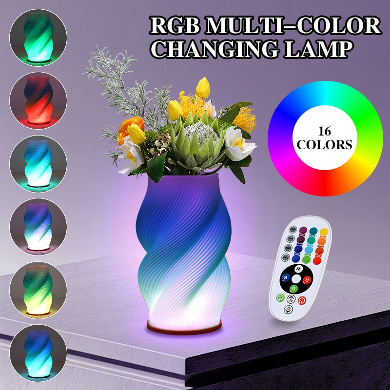 Lampa-wazon z pilotem zdalnego sterowania LED RVB, kreatywna lampa stołowa, zasilana przez USB, ściemnialna o 16%, do dekoracji wnętrz