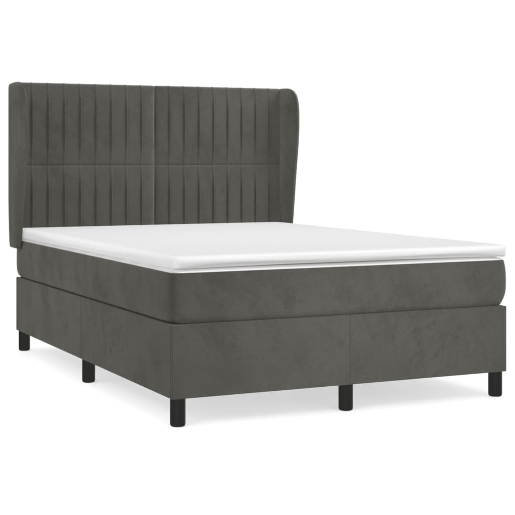 Cama box spring con colchón terciopelo gris oscuro 140x200 cm | Leroy ...
