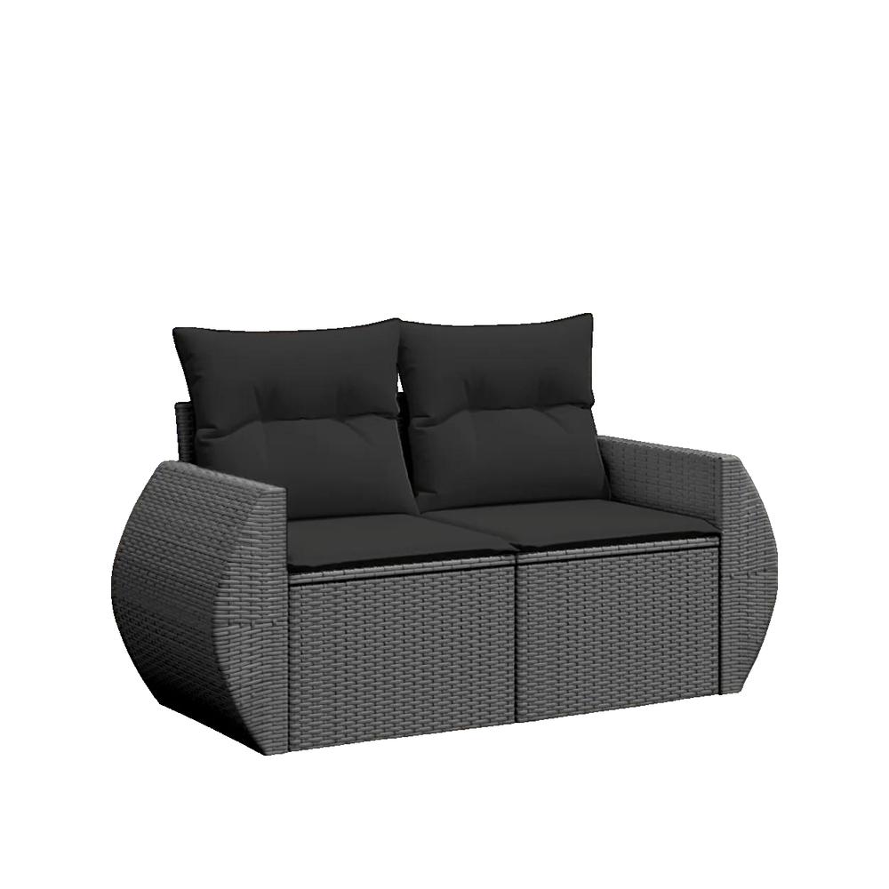 Sofa ogrodowy vidaXL 2-osobowy czarny z plecionki z pojemnikiem