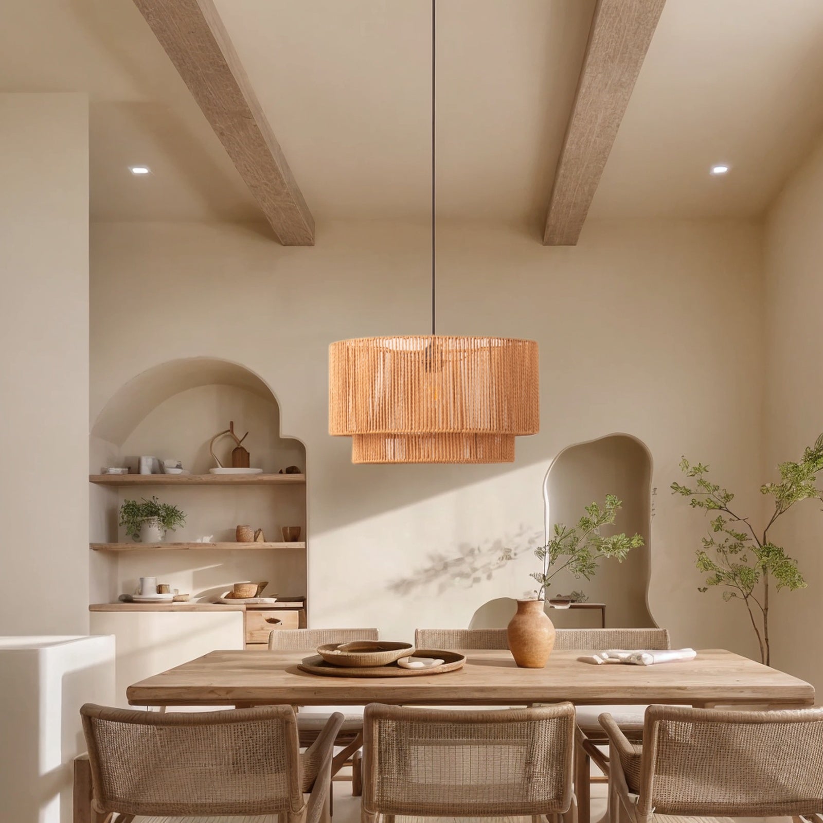 Lámpara colgante de papel trenzado Ø45 cm, estilo nórdico natural, E27 YUNA - 9