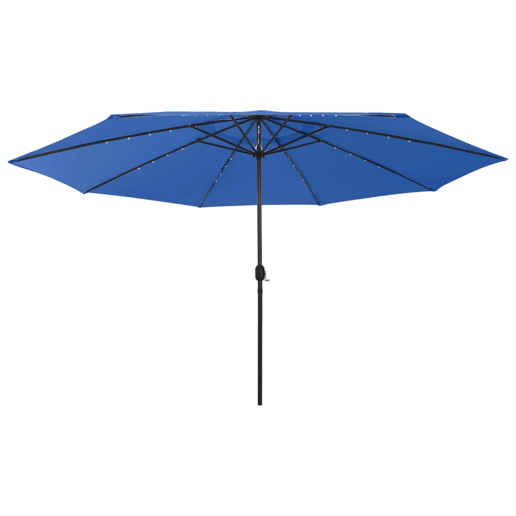Parasol d'extérieur avec LED et mât en métal 400cm Bleu azuré - 3