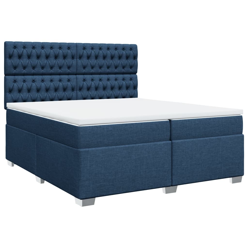 Maison Exclusive - Sommier à lattes de lit avec matelas Bleu 200x200 cm Tissu - 3