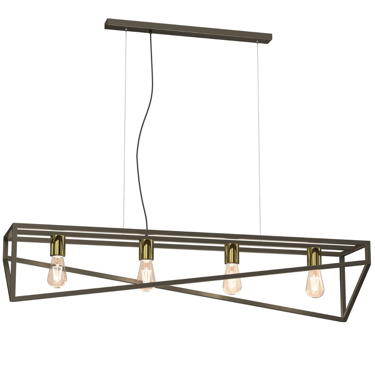 Lampa wisząca Gote tytanowe złoto-złoty połysk 4xE27x15W industrialna wym: 125 x 100 x 25 cm metal Luminex