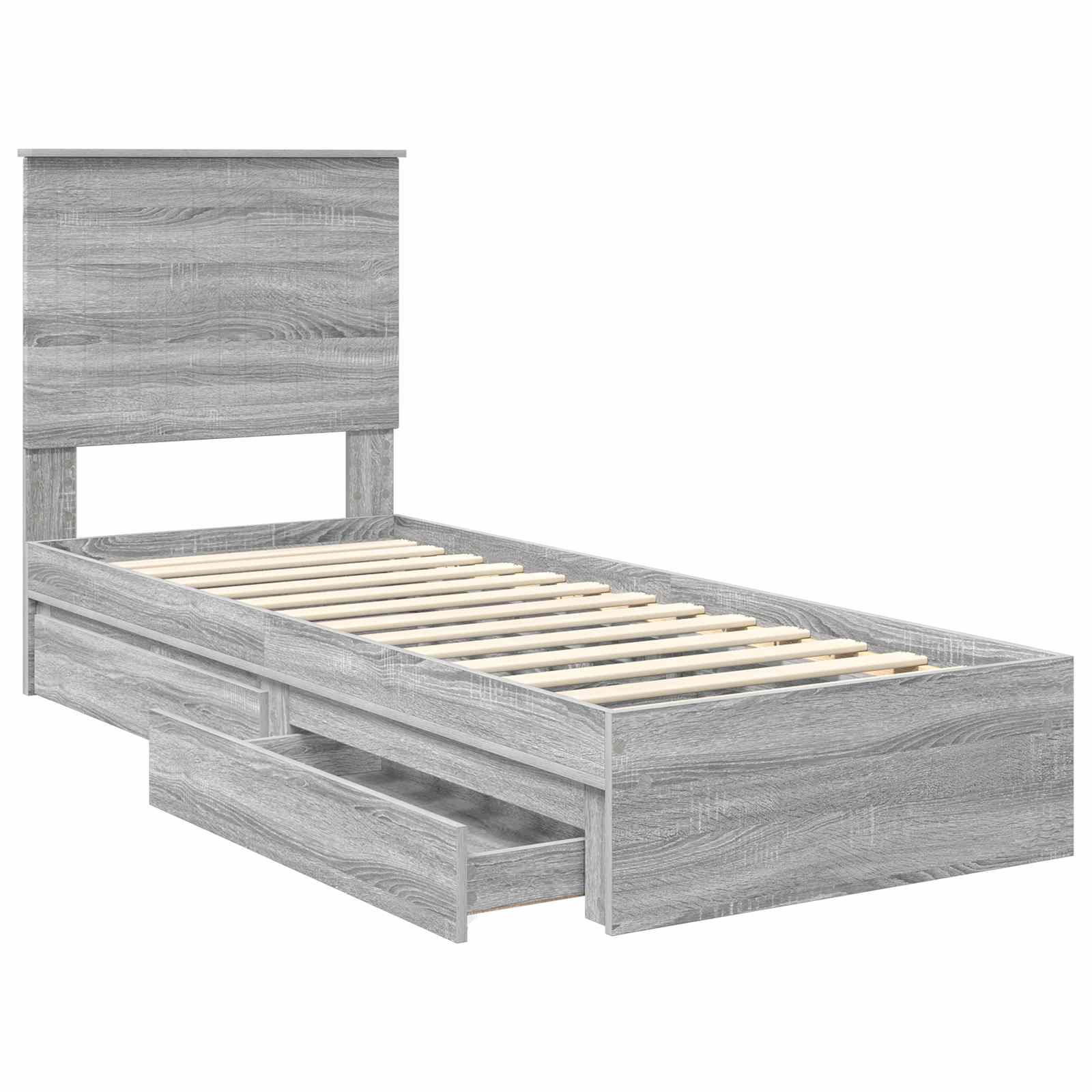 Lit de rangement gris 75 x 190 cm en panneau de bois - 5