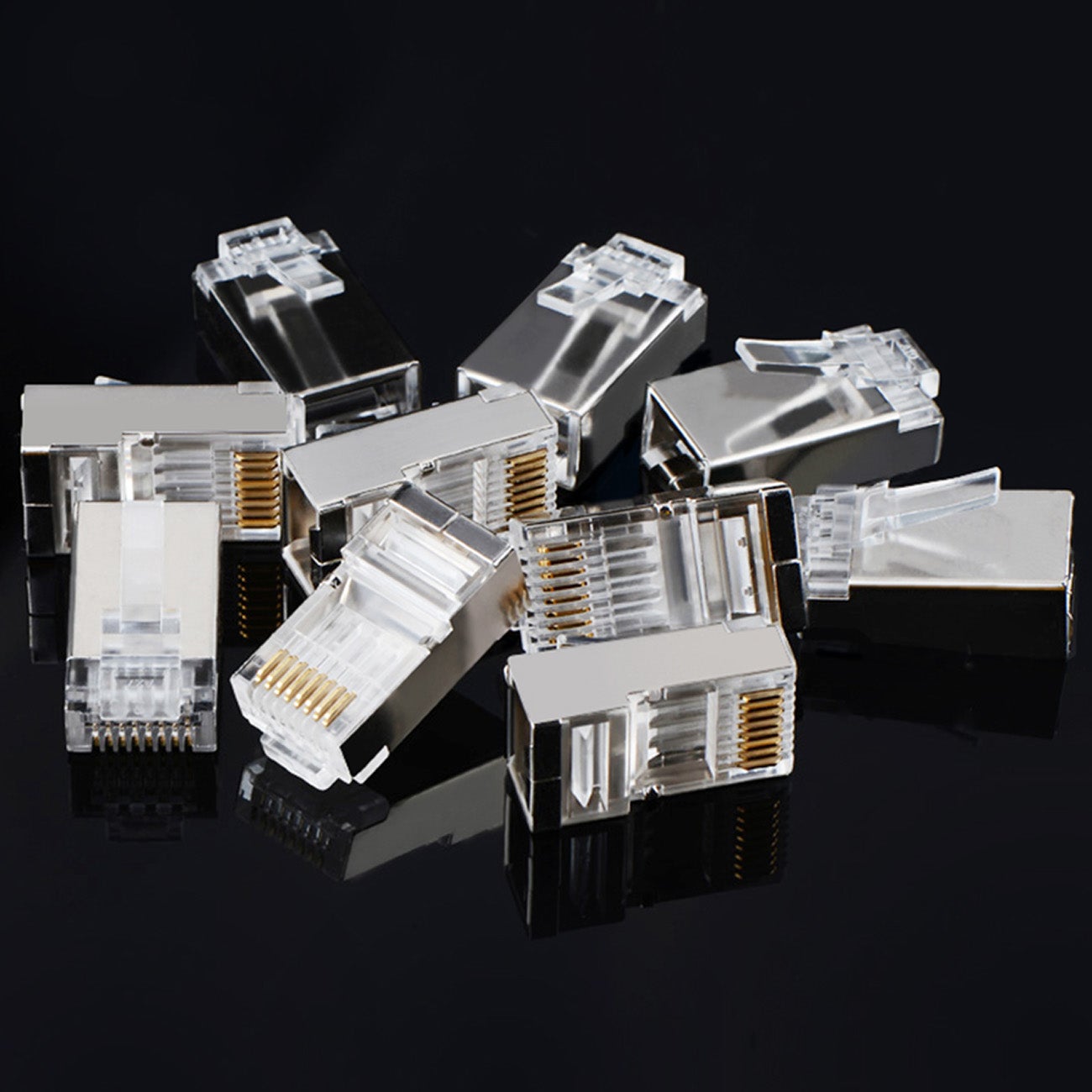 Fiche RJ45 connecteur RJ45 pour câble réseau 8P8C UTP Cat. 6 argenté - ENSEMBLE 10pcs. - 4